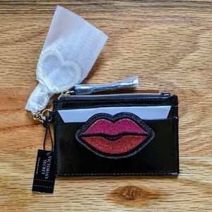 Victoria's Secret Glitter Lips Black Card Holder